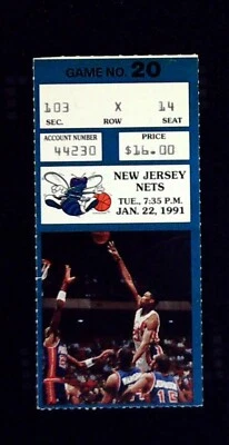 Nets Hornets Stanley Brundley Photo Ticket Stub Coleman Theus Curry 1/22/1991 - Image 1 of 2