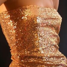 YELLOW GOLD COSTUME,DANCE,CRAFT,Sequin Fabric Novelty Sparkly,Decoration,wedding