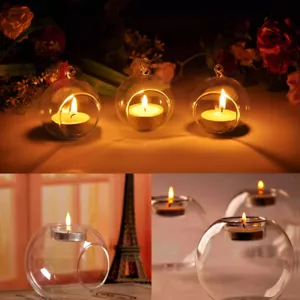 6-36x Hanging/ Stand Clear Glass Ball Tea Light Candle Holder Wedding Xmas Decor - Picture 1 of 34