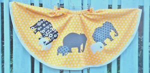 Girl's elastic waist circular skirt, handmade, size 7, gray dotted orange - Picture 1 of 3