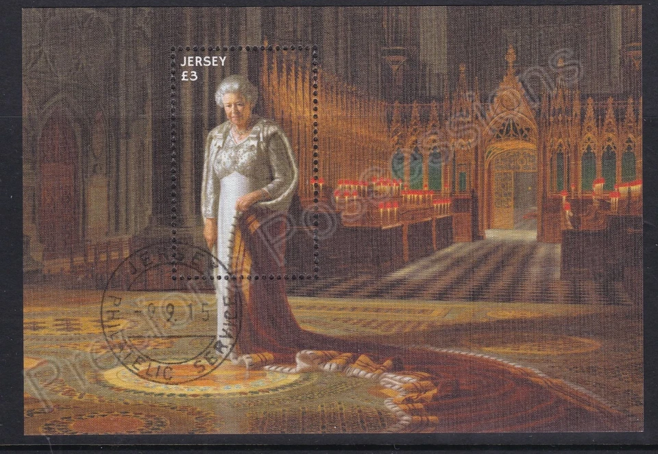 JERSEY SG MS1991 USED CTO STAMP SHEET 2015 QEII LONGEST REIGNING BRITISH MONARCH - Image 1 of 1