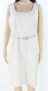 Calvin Klein Womens Sheath Dress Eggshell Beige Size 10 Belted Dot-Print $99 064