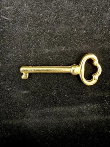 KY-2 Antique Brass Plate Hollow Barrel Skeleton Key for Drawer OR Cabinet Lock - Picture 1 of 3