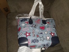 eva large embroidered denim tote bag