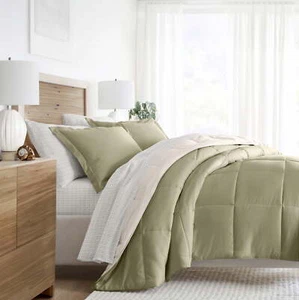 Reversible Comforter Bedding Set W/ Patterned Sheets Twin Size Cozy Sleep New - Picture 1 of 4