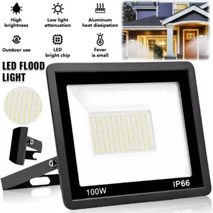 100W Watt LED Flood Light Cool White Spotlight Shed Garden Outdoor Lamp Lighting - Picture 1 of 13
