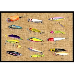 Carolines Treasures 8796JMAT 24 x 36 In. Fishing Lures Indoor or Outdoor Mat - Picture 1 of 1