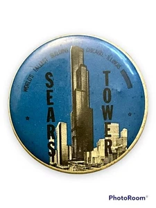Sears Tower Button World’s Tallest Building Chicago IL Authentic Pin Vintage - Picture 1 of 2