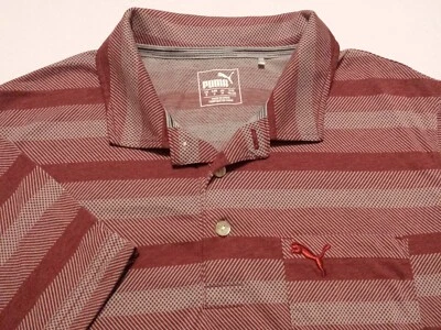 Camisa polo de golf PUMA para hombre pequeña manga corta roja a rayas atlética Foto 1 de 4