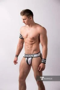 3XL MASKULO Jockstrap With Detachable Codpiece Neon White JS30-4-80 5 - Bild 1 von 4