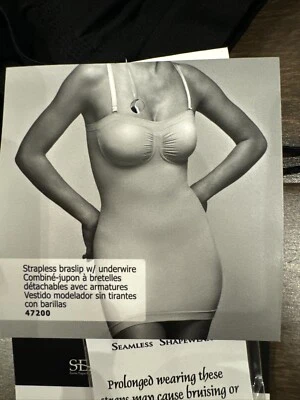 Body Wrap Shapewear Lites Size Small Black Strapless Braslip W Underwire - Image 1 of 4