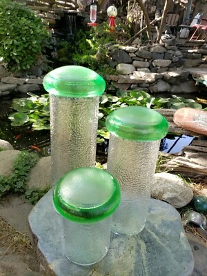 VTG GLASS CANISTER SET 12" 10" & 6"  - Image 1 of 4