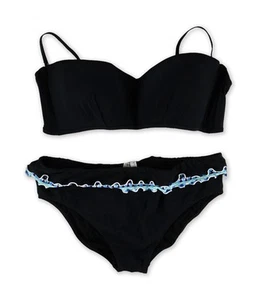 Profile Womens Padded Ruffle Brief 2 Piece Bandeau, Black, 16 - Picture 1 of 1