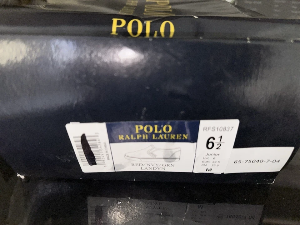 Polo Ralph Lauren Landyn без шнуровки логотип P холст повседневные туфли мальчика размер 6 Junior - Изображение 1 из 4
