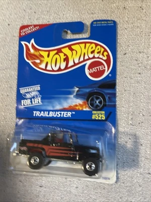 1996 Hot Wheels Blue/White Card Collector #525 TRAILBUSTER Black w/BW Spokes - Image 1 of 4