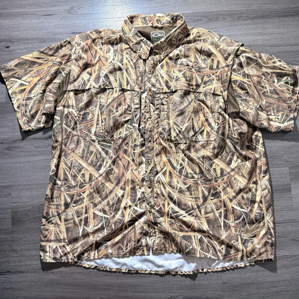 DRAKE Men's 3XL Flyweight Short Sleeve Waterfowl Mossy Oak Camo Shirt - Image 1 of 4