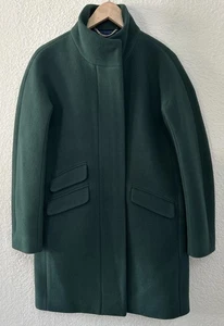 J.Crew Stadium Cloth Cocoon Coat Wool Blend Size 2 Green Zip Up J5536 - Picture 1 of 23