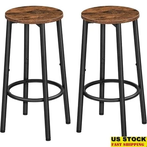 Space Saving Modern Bar Stools Set of 2 Adjustable Height Chairs Kitchen New - Picture 1 of 11