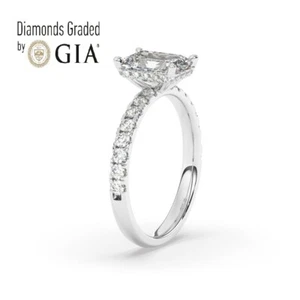 Emerald Solitaire Hidden Halo 950 Platinum Engagement Ring,0.50 ct,Natural GIA - Picture 1 of 13