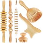 6 In 1 Wood Therapy Massage Tool Lymphatic Drainage Fascia Roller Full Body