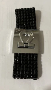 Brazalete de gamuza sintética negro acrílico y negro con cierre palanca de corazón - Imagen 1 de 6