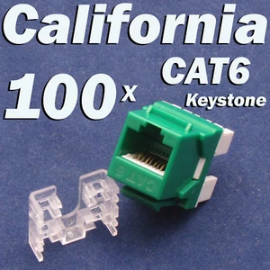 100 Pcs lot Keystone Jack CAT6 Green Network Ethernet 110 Punch Down 8P8C RJ45 - Picture 1 of 12