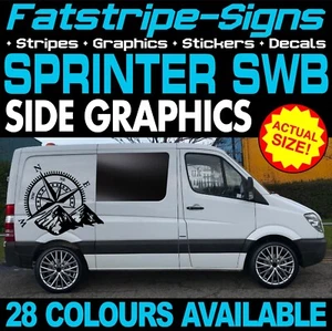 passend für MERCEDES SPRINTER SWB COMPASS GRAFIK AUFKLEBER CAMPER VAN WOHNMOBIL - Bild 1 von 2