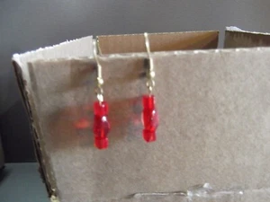 1 par de colgantes rojos de vidrio antiguos de 1" pulgadas - Imagen 1 de 7