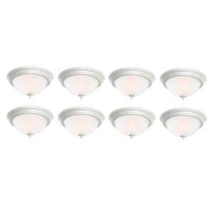 Commercial Electric Flush Mount Ceiling Lights 13 in. 2-Light White (8-Pack) - Picture 1 of 5