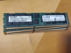 64gb lot 4x Crucial CT16G3ERSLD41339 16GB 2rx4 pc3l-10600r Elpida ebj17rg4efwd - Picture 1 of 1