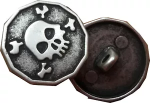 1 bottone teschio metallo moto colore argento antico bottone bottone Düğme Guzik кнопка - Foto 1 di 4
