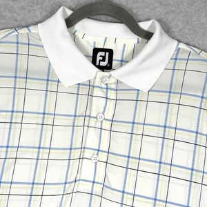 Camisa Polo FootJoy Para Hombres Grande Ventana Cuadros Golf Rendimiento Elastizada Crema - Imagen 1 de 13