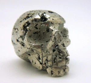 Talla de calavera de pirita con cristales brillantes - Imagen 1 de 9