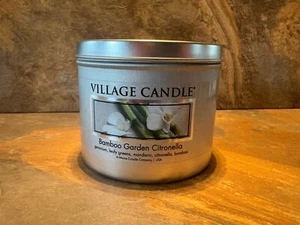 Village Candle BAMBOO GARDEN CITRONELLA 2-Wick Candle Geranium Mandarin NEW - Picture 1 of 6