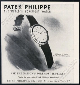 Reloj de vestir Patek Philippe 1956 para hombre ilustrado anuncio estampado vintage - Imagen 1 de 2