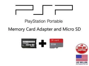 32gb Sony PSP Memory Stick Memory Card (Micro SD + Pro Duo Adapter) 28 games in  - Picture 1 of 3