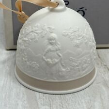 Lladro 1993 Fall Merry Christmas Bell Ornament Collector Society Bisque Embossed
