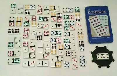 Double Nine Dominoes Game, Jumbo Color Dot Cardinal Industries - 55 pc Tin Box - Image 1 of 4