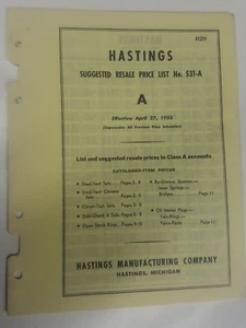 1953 Hastings Oil Filter Price List - Picture 1 of 3