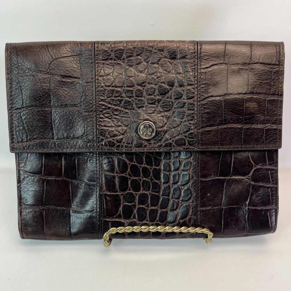 Women's Crocodile Pattern Faux Leather Clutch - Oversized Shoulder Bag & Purse