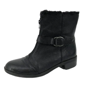 Naturalizer Comfort Madera Leather Booties Black Fur Lined Block Heel Women’s 7M - Picture 1 of 12