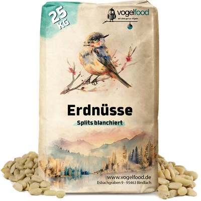 25 kg Erdnusskerne SPLITS Erdnüsse halbe ganze Nüsse Vogelfutter blanchiert weiß - Bild 1 von 4