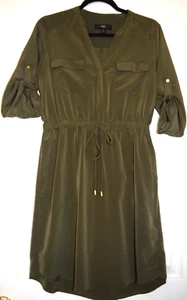 Mossimo Women's Green Roll Tab Sleeve Shirt Dress Pockets Size S/P - Picture 1 of 6