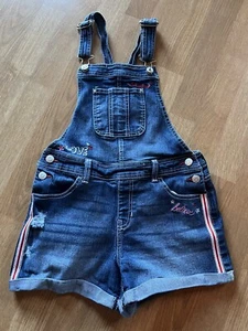 Girls Jordache Jean Short Overalls Size XL 14/16 Distressed Embroidered Bling - Picture 1 of 9