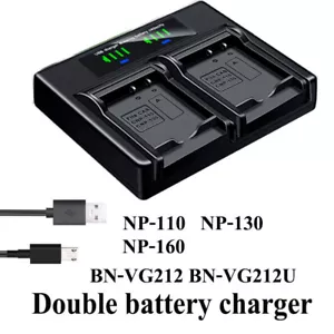 Dual Battery Charger For CASIO Exilim EX-ZR5500 EX-10 100 EX-H30 H35 NP-160 110 - Picture 1 of 4