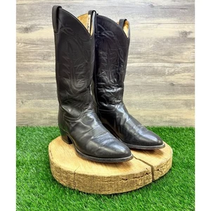 Tony Lama Men - Size 10.5D - Black Pampas Pull On Cowboy Boots VM2993 - Picture 1 of 11