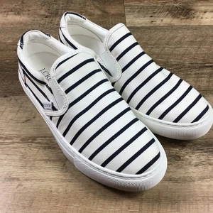 J. Crew Damengröße 7 schwarz/weiß gestreifte Canvas-Slipper Halbschuhe - Bild 1 von 13