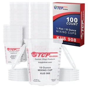 8-Ounce (1/2 Pint) Paint & Epoxy Mixing Cup Calibrated Ratios - 100 Cups/12 Lids - Picture 1 of 5
