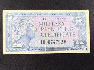 1964 U.S. 5 Cents Military Payment Certificate Series 611 P#M50 SPC1559 - Bild 1 von 2