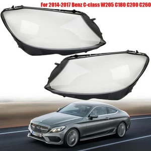 Pair Headlight Clear Cover Lens For Mercedes-Benz W205 C180 C200 2015 2016 2017 - Picture 1 of 7